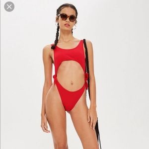 Top shop split tie swimsuit